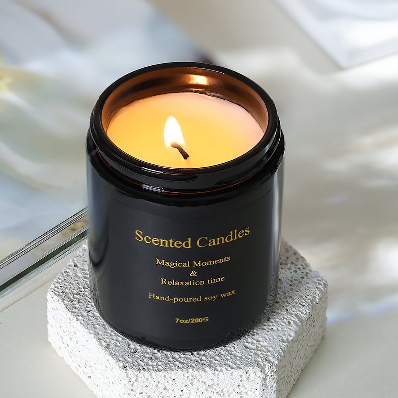 Private Label Candles Soy Wax Aromatics Jar Black Candle Home Decoration Custom Soy Wax Glass Jar Scented Candle
