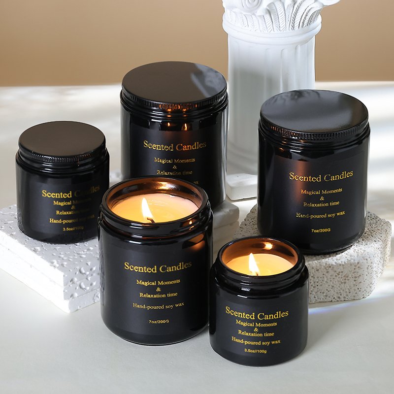 Private Label Candles Soy Wax Aromatics Jar Black Candle Home Decoration Custom Soy Wax Glass Jar Scented Candle
