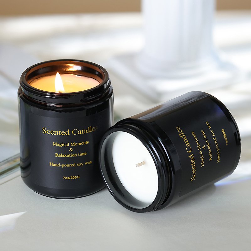 Private Label Candles Soy Wax Aromatics Jar Black Candle Home Decoration Custom Soy Wax Glass Jar Scented Candle