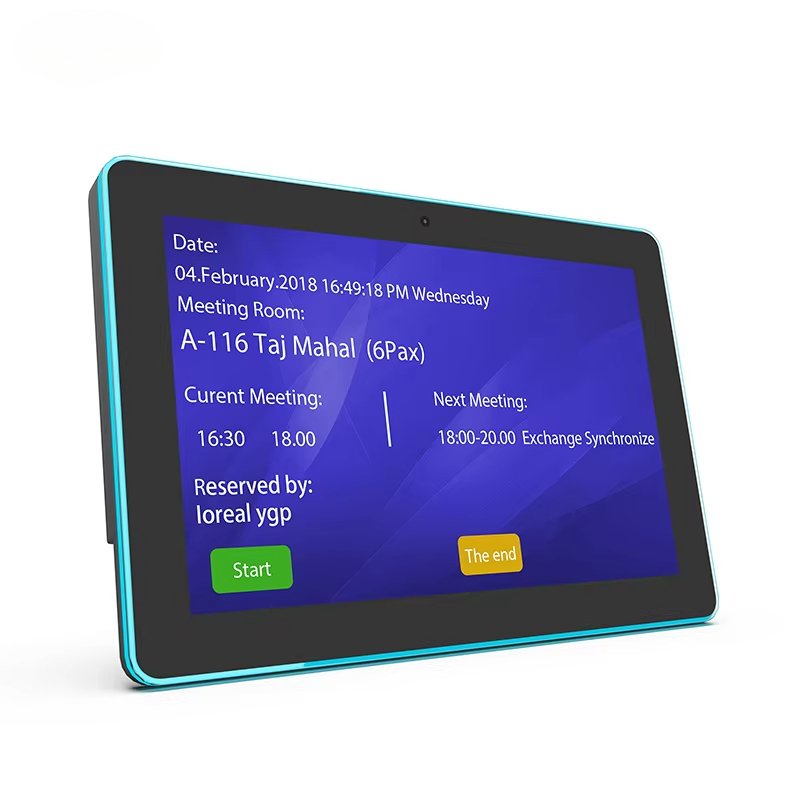 Wall mount touch screen display Surrounding LED Light Bar Booking System Meeting room NFC POE 10.1 tablet android