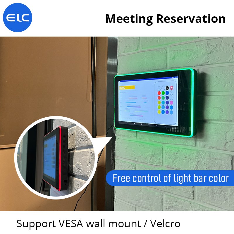 Surrounding led light room booking system 10 inch poe nfc rfid tablet pc meeting room android tablet