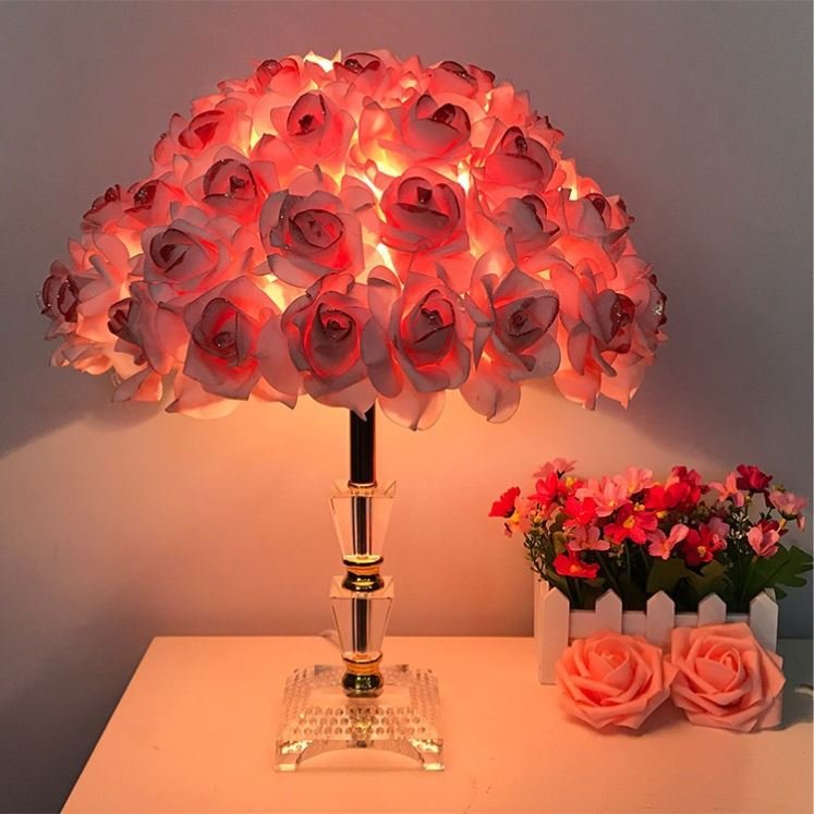 Creative Flower luxury rechargeable indoor home lighting bedroom bedside decorative rose wedding night table LED light lamp
