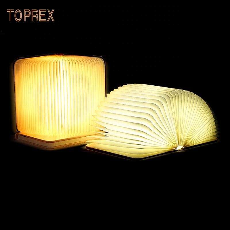 Toprex 2023 home decor modern wholesale NO MOQ small cartoon rechargeable portable folding led book lamp