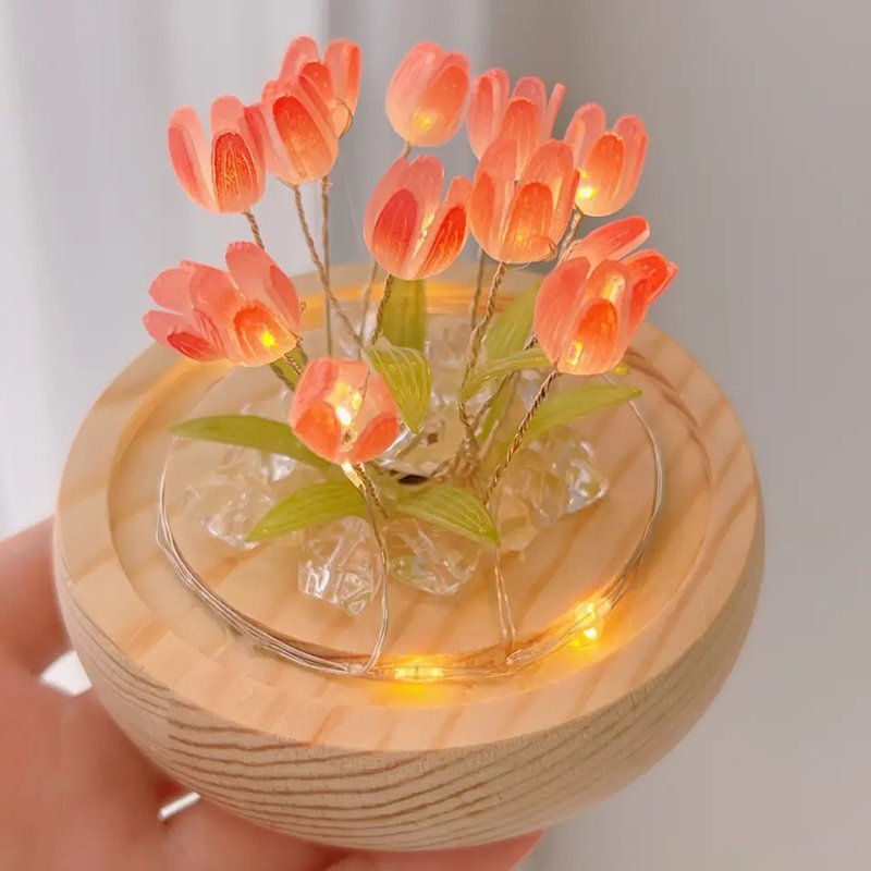 Newish Creative Tulip DIY Glass Cover Mini Hand Bag Wedding Valentine's Day Girls Gift Home Decorative Night Light