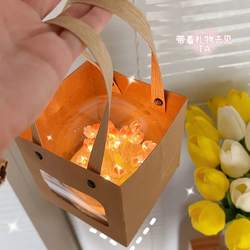 Newish Creative Tulip DIY Glass Cover Mini Hand Bag Wedding Valentine's Day Girls Gift Home Decorative Night Light
