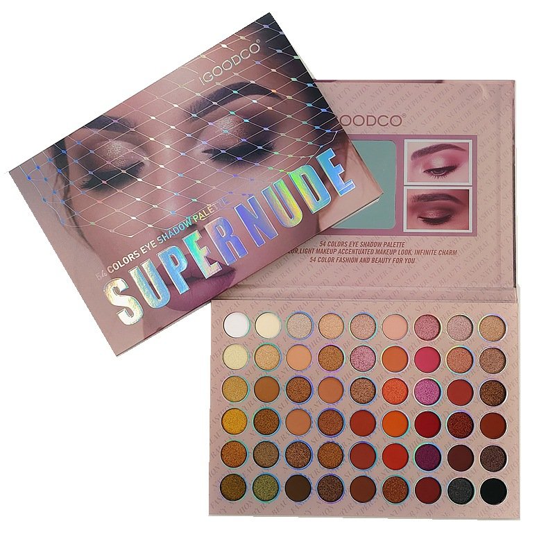 wholesale 54 color boxes eye shadow cardboard gift packaging boxes makeup eyeshadow glitter makeup eyeshadow sets