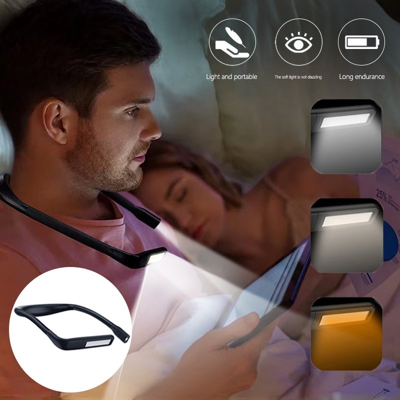 LED neck reading light, book light for reading bed eye care comfortable and light, suitable for reading, crafts, knitting