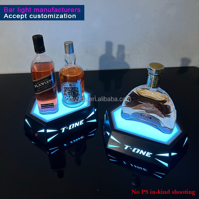 Green laser beautiful plant pattern luxury bottle presenter for party and night club