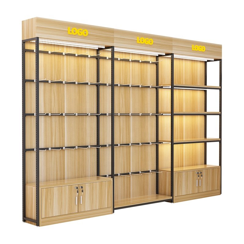 Wall Rack Wooden Metal Shelf for display shop wooden storage shelf floatingdisplay racks