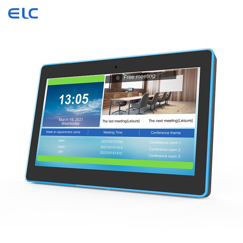 2024 Professional service meeting booking system RK3566 wall mount Android 11 tablet with LED lights