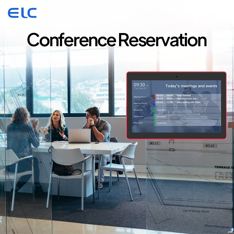 2024 Professional service meeting booking system RK3566 wall mount Android 11 tablet with LED lights