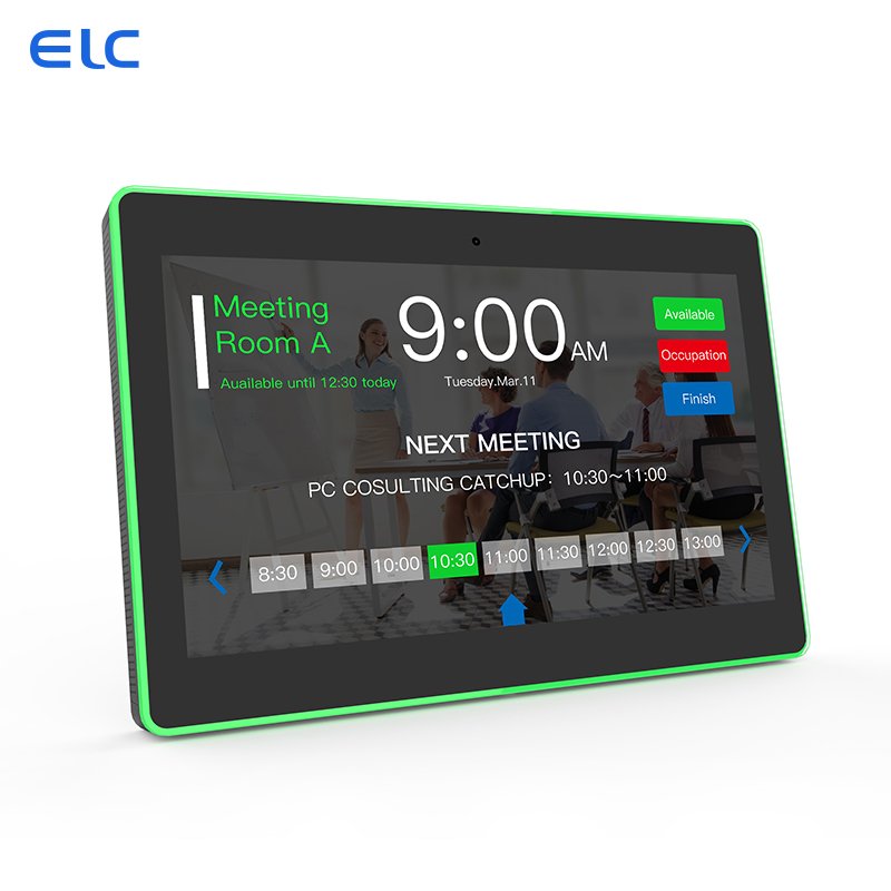 2024 Professional service meeting booking system RK3566 wall mount Android 11 tablet with LED lights