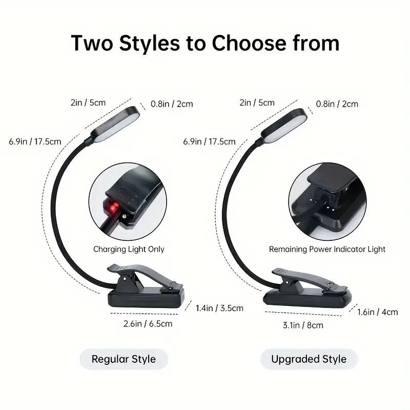custom led usb rechargeable reading light, battery powered eye care clip-on book lights for bedroom
