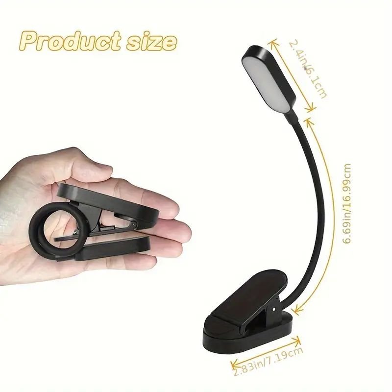 custom led usb rechargeable reading light, battery powered eye care clip-on book lights for bedroom