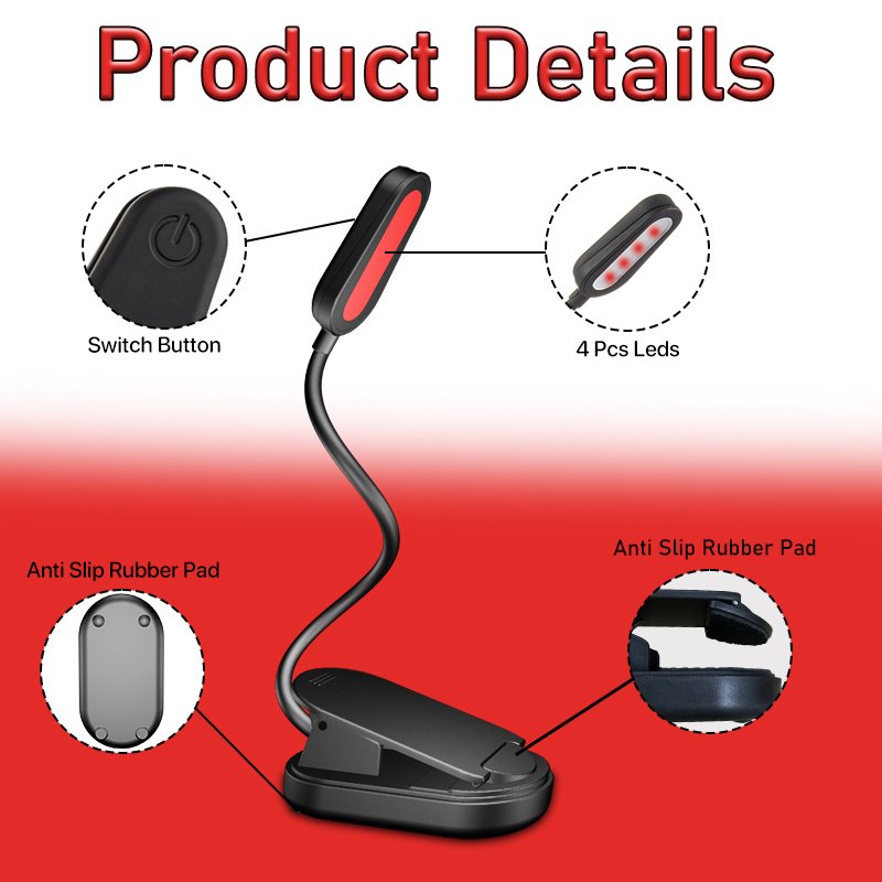 Eye Care Small LED Book lamp light Reading Light Battery Powered Clip-On Book Lamp