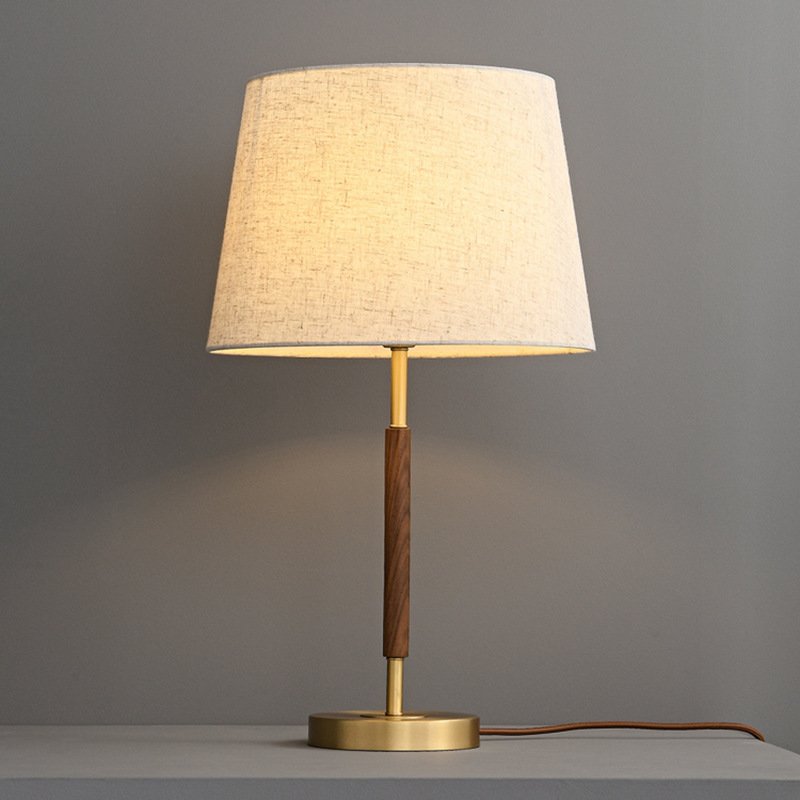 Nordic bedroom office read desk lamp hotel night light style superior quality fabric lampshade Wooden lamp body LED Table lamp