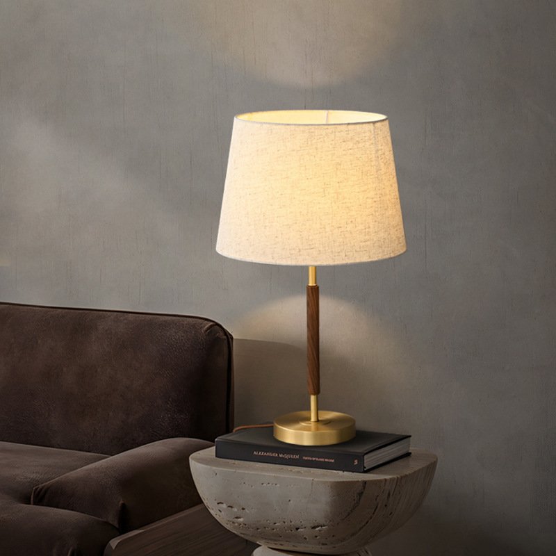 Nordic bedroom office read desk lamp hotel night light style superior quality fabric lampshade Wooden lamp body LED Table lamp