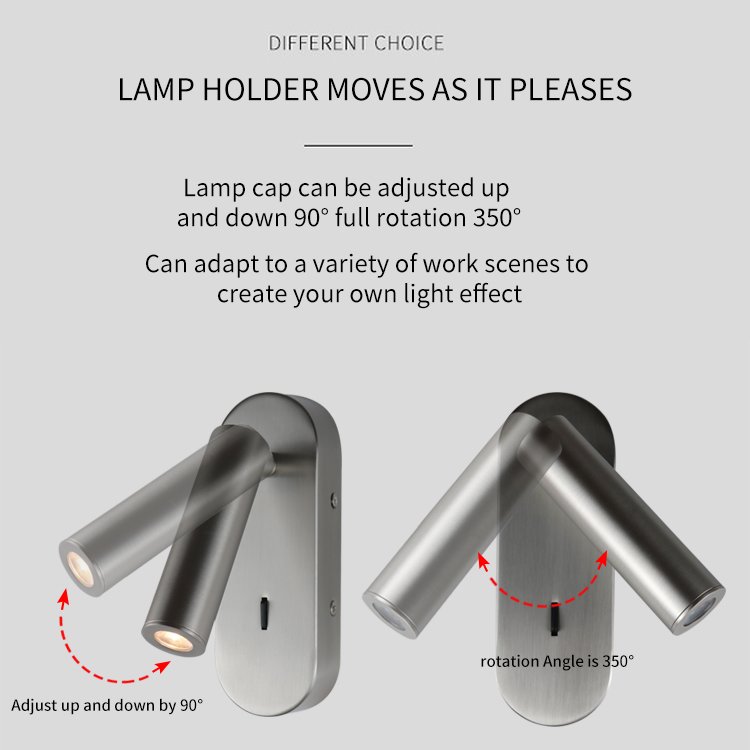 Modern European simple metal embedded LED reading small wall lamp