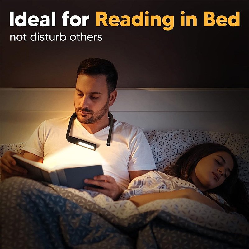 2024 Hot Selling Custom Logo Wireless Neck Light Rechargeable LED Book Reading Lamp Flexible Eye Care Lamp Bedroom Wholesale
