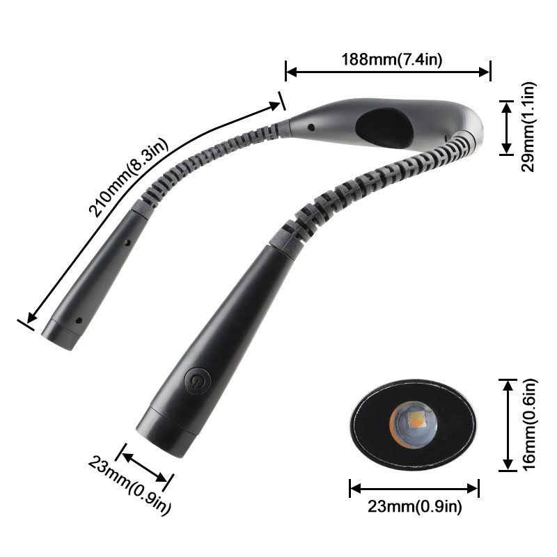 3 Colors Portable Type-C USB Rechargeable Book Light Flexible Hands-free LED Neck Reading Lights