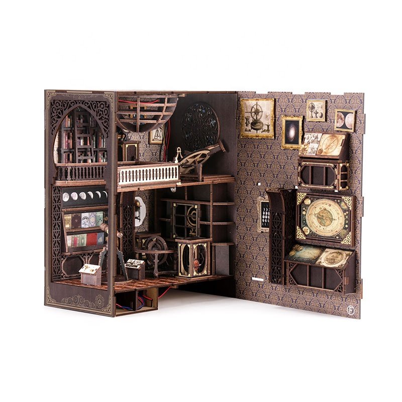 CuteBee Hot Selling wooden cartoon 3d puzzles assembled miniature model toy Christmas Gift Book Nook