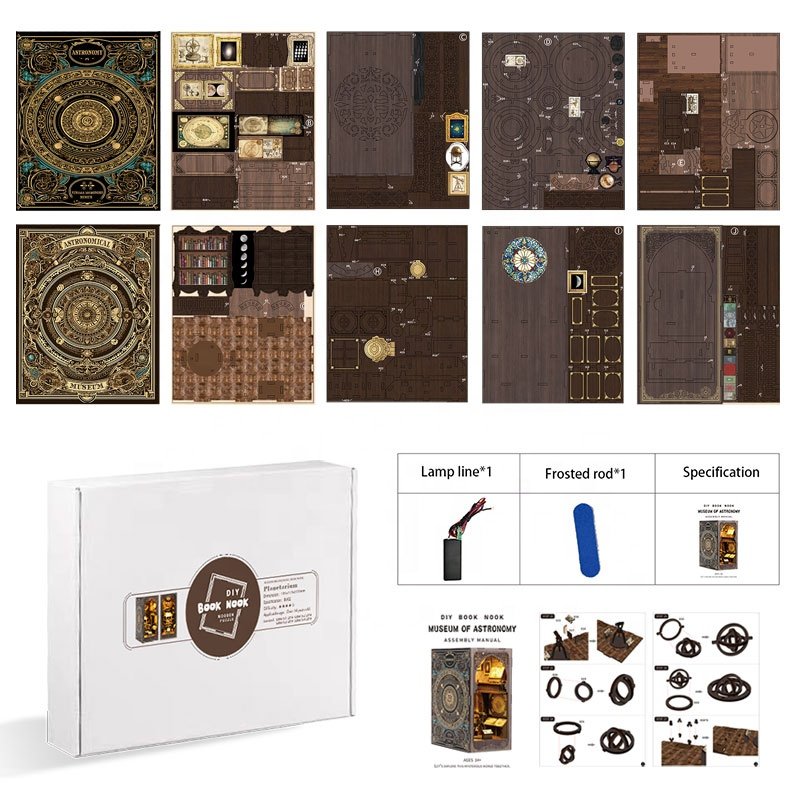 CuteBee Hot Selling wooden cartoon 3d puzzles assembled miniature model toy Christmas Gift Book Nook