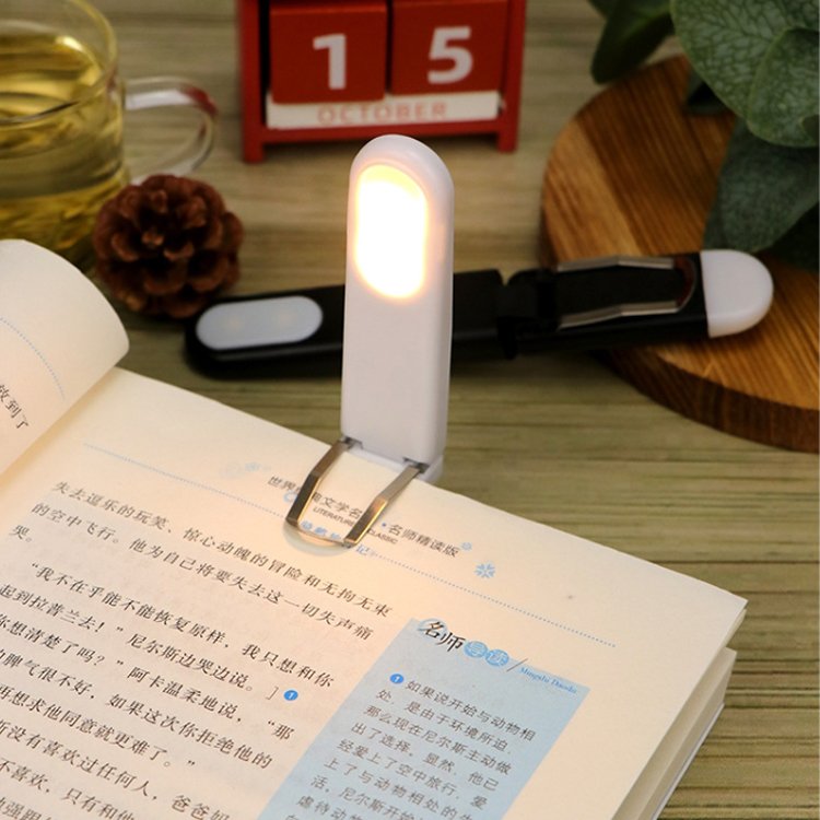New Design Cute 3 Light Colors LED USB Rechargeable Book Light Brightness Adjustable Bookmark Reading Light in Bed