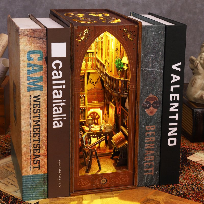 Hot Sale Library of Books Booknooks 3D Book Nook Kit Puzzle DIY Book Nook with LED Light