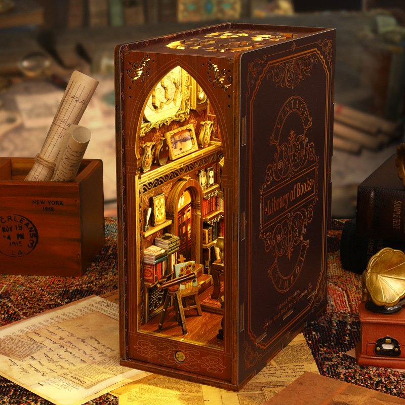 Hot Sale Library of Books Booknooks 3D Book Nook Kit Puzzle DIY Book Nook with LED Light