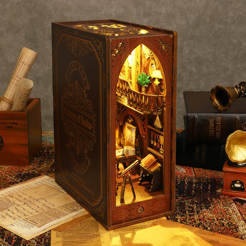 Hot Sale Library of Books Booknooks 3D Book Nook Kit Puzzle DIY Book Nook with LED Light