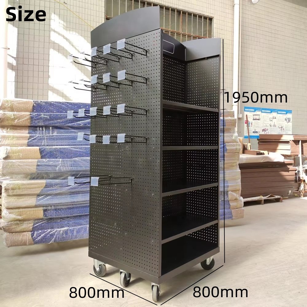 Custom Supermarket Retail Product BBQ Snack Food Drink Accessories Tableware Metal Gondola Pegboard Display Rack Stand Shelf