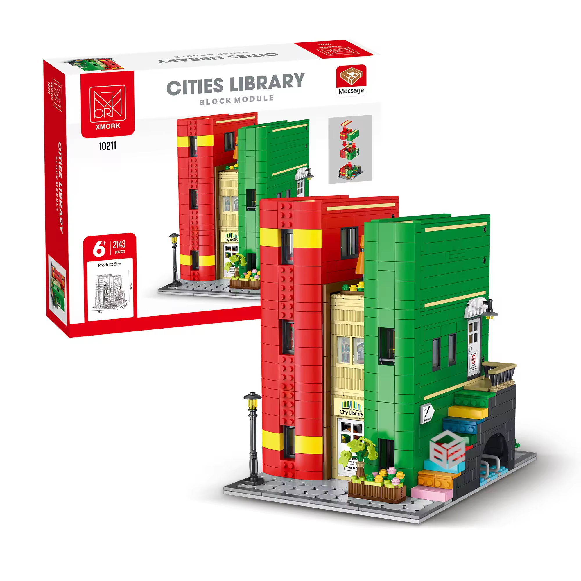 2024 Mork 10211 Book Library City Street View MOC Building Blocks Cada C66007 Coffee Construction Bricks Sets With Light