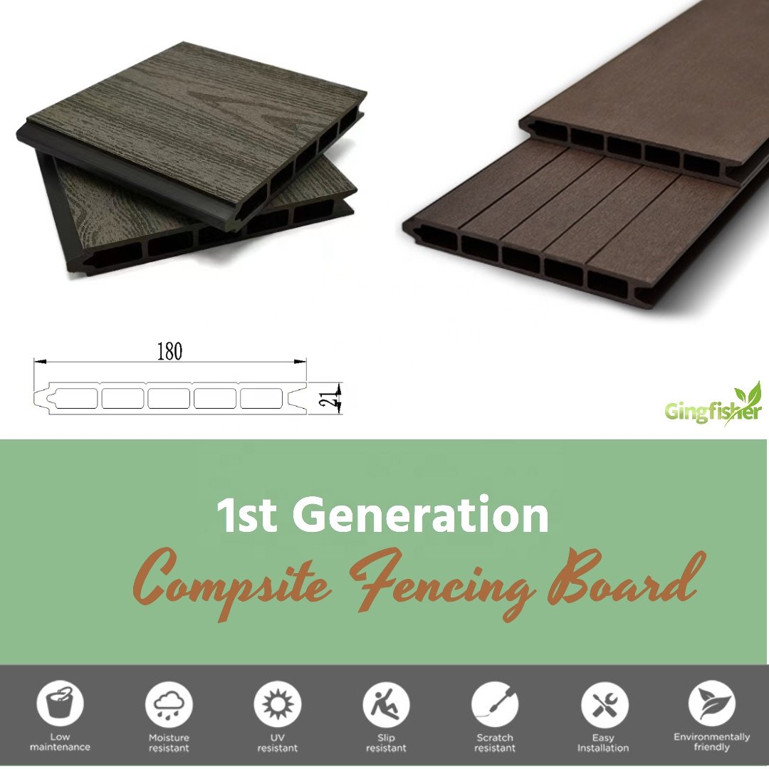 WPC Garden Fence Horizontal Composite Wooden Fencing and Morden Gates Fence Panel Outdoor Balcony 6 feet