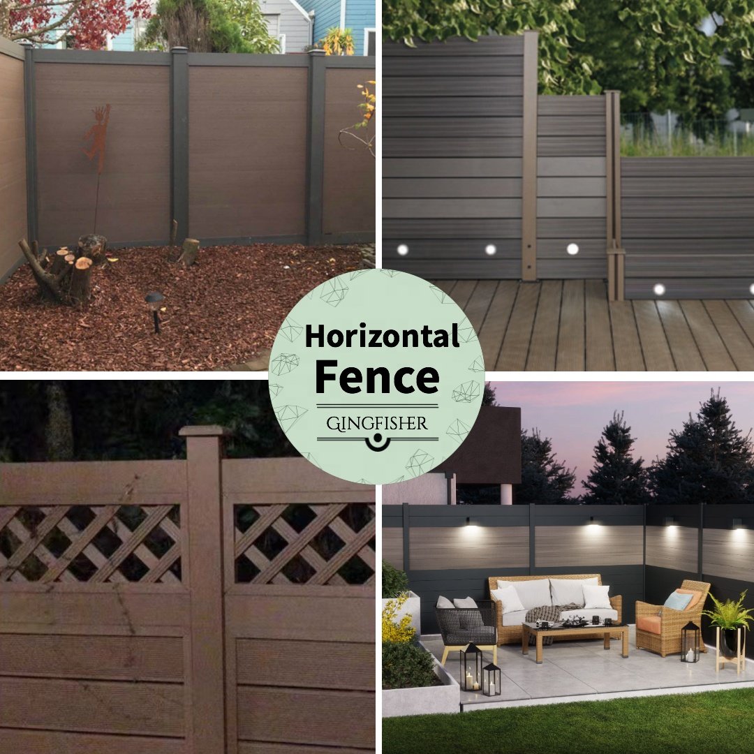 WPC Garden Fence Horizontal Composite Wooden Fencing and Morden Gates Fence Panel Outdoor Balcony 6 feet