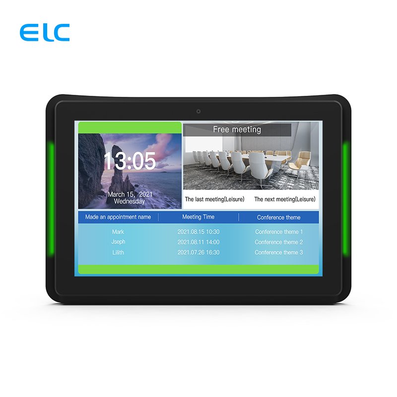 Wall Mounted OEM 10.1 LCD Touch Screen Meeting Room Tablet Booking System RK3288 LED Light Bar POE Power
