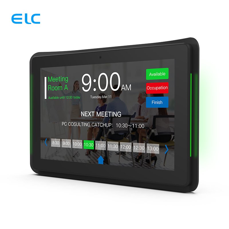 Wall Mounted OEM 10.1 LCD Touch Screen Meeting Room Tablet Booking System RK3288 LED Light Bar POE Power