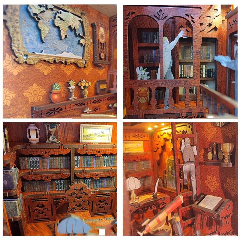 New Style Beautiful Book End Home Art Decorations Handcraft Three-dimensional Carved Wooden Academy Of Magic Puzzle With Lights