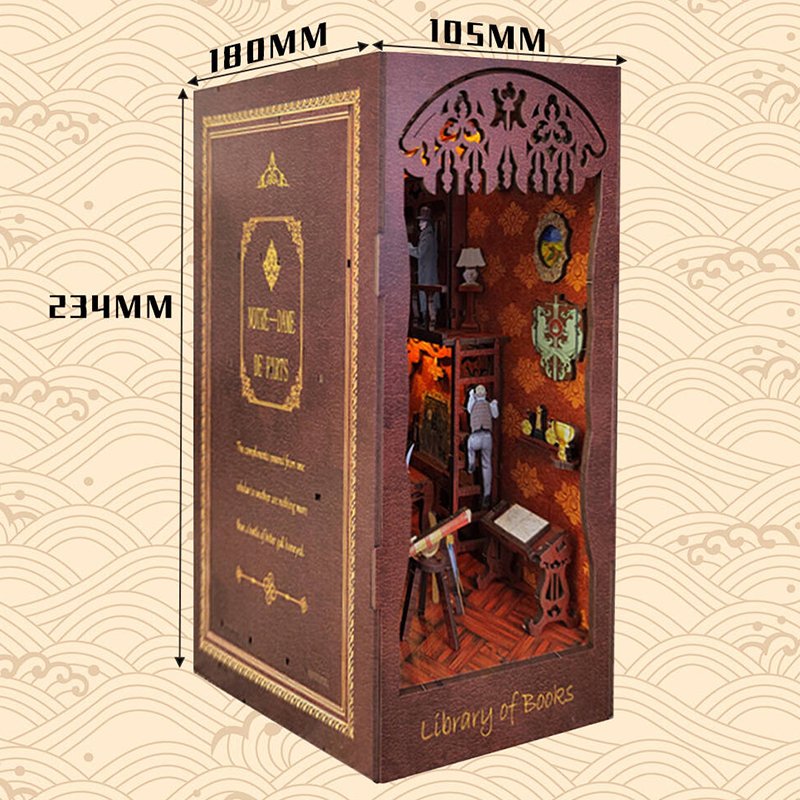 New Style Beautiful Book End Home Art Decorations Handcraft Three-dimensional Carved Wooden Academy Of Magic Puzzle With Lights