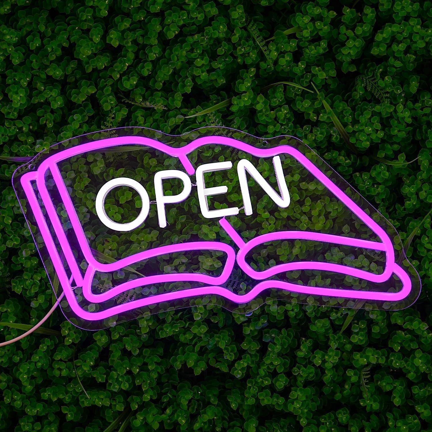 Book Neon Sign for Wall Decor Open Neon Light Classroom LED Neon Sign Purple for Study Room Classroom