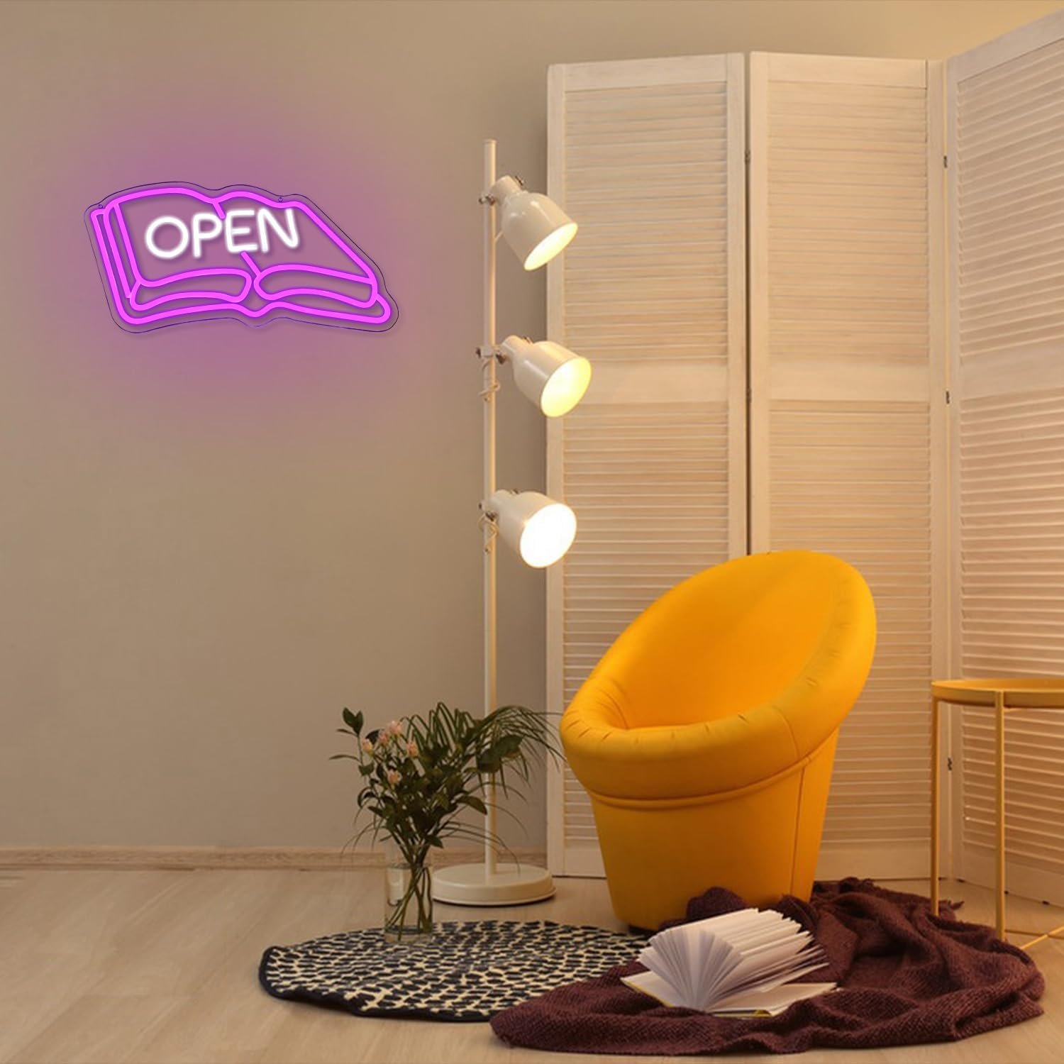 Book Neon Sign for Wall Decor Open Neon Light Classroom LED Neon Sign Purple for Study Room Classroom
