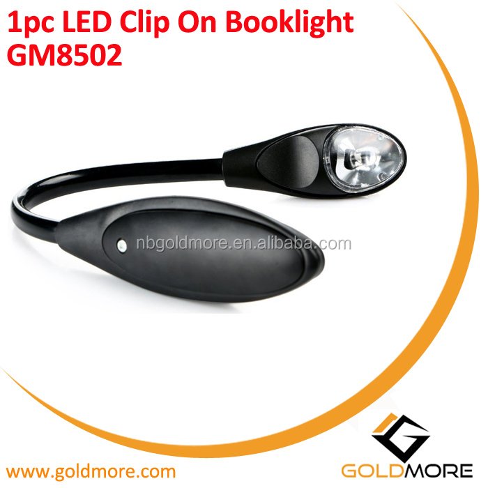 Goldmore1 Portable Flexible 1pc White LED Clip Book Reading Lamp Black Book Light