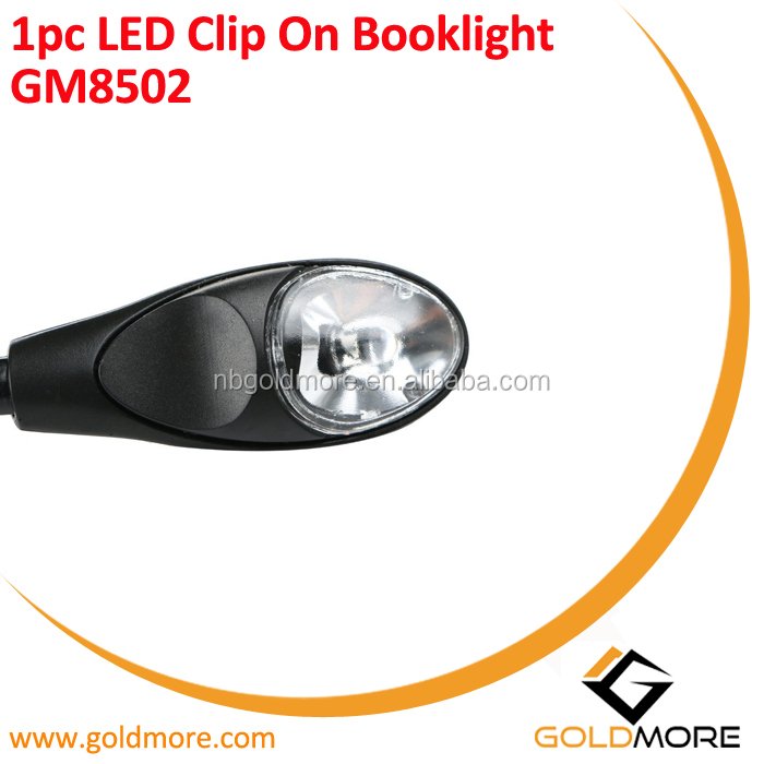 Goldmore1 Portable Flexible 1pc White LED Clip Book Reading Lamp Black Book Light