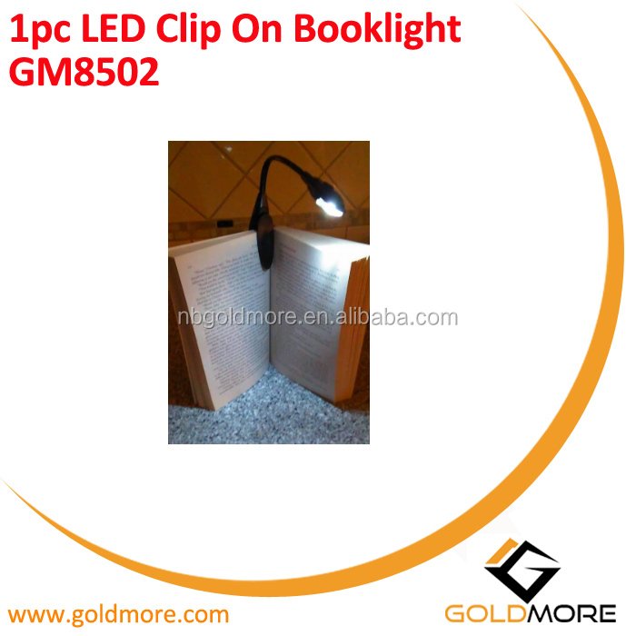 Goldmore1 Portable Flexible 1pc White LED Clip Book Reading Lamp Black Book Light