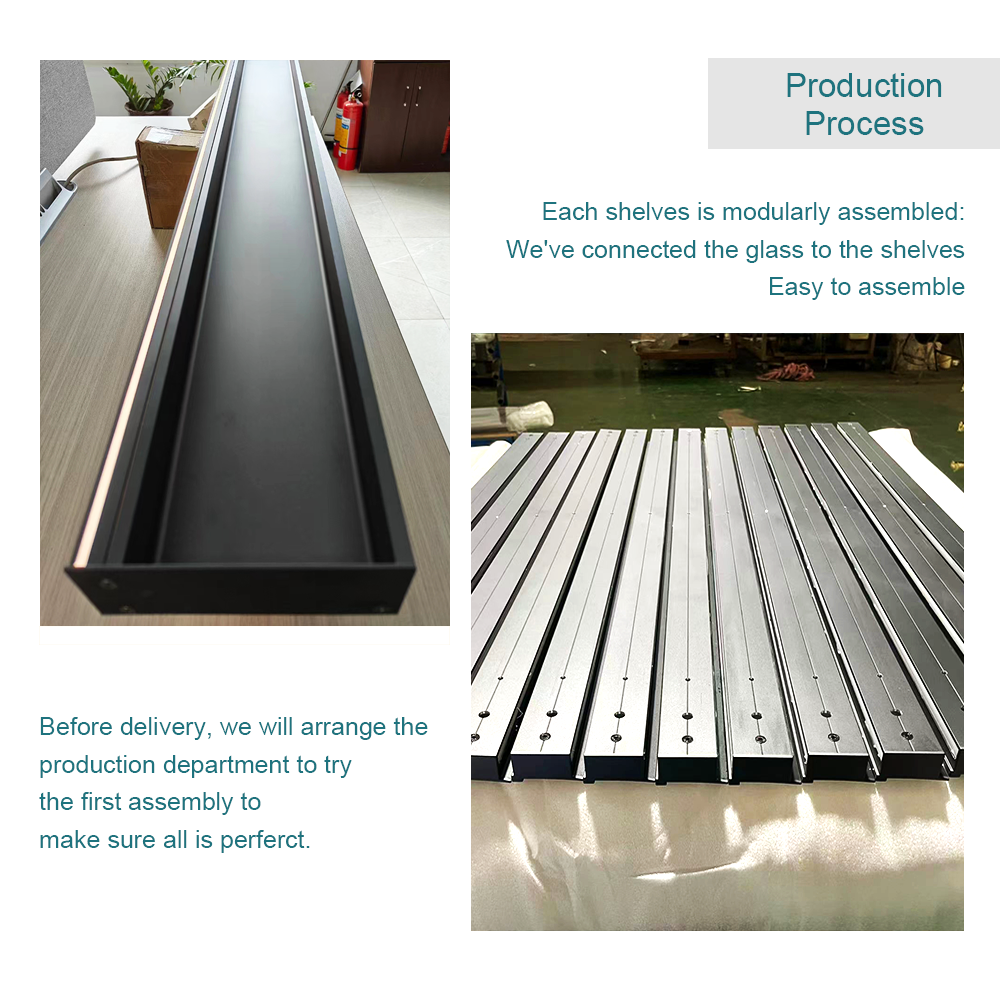 120Mm Black Brackets Aluminum Alloy Custom Wine Bottle Led Lighting Floating Shelf For Bar