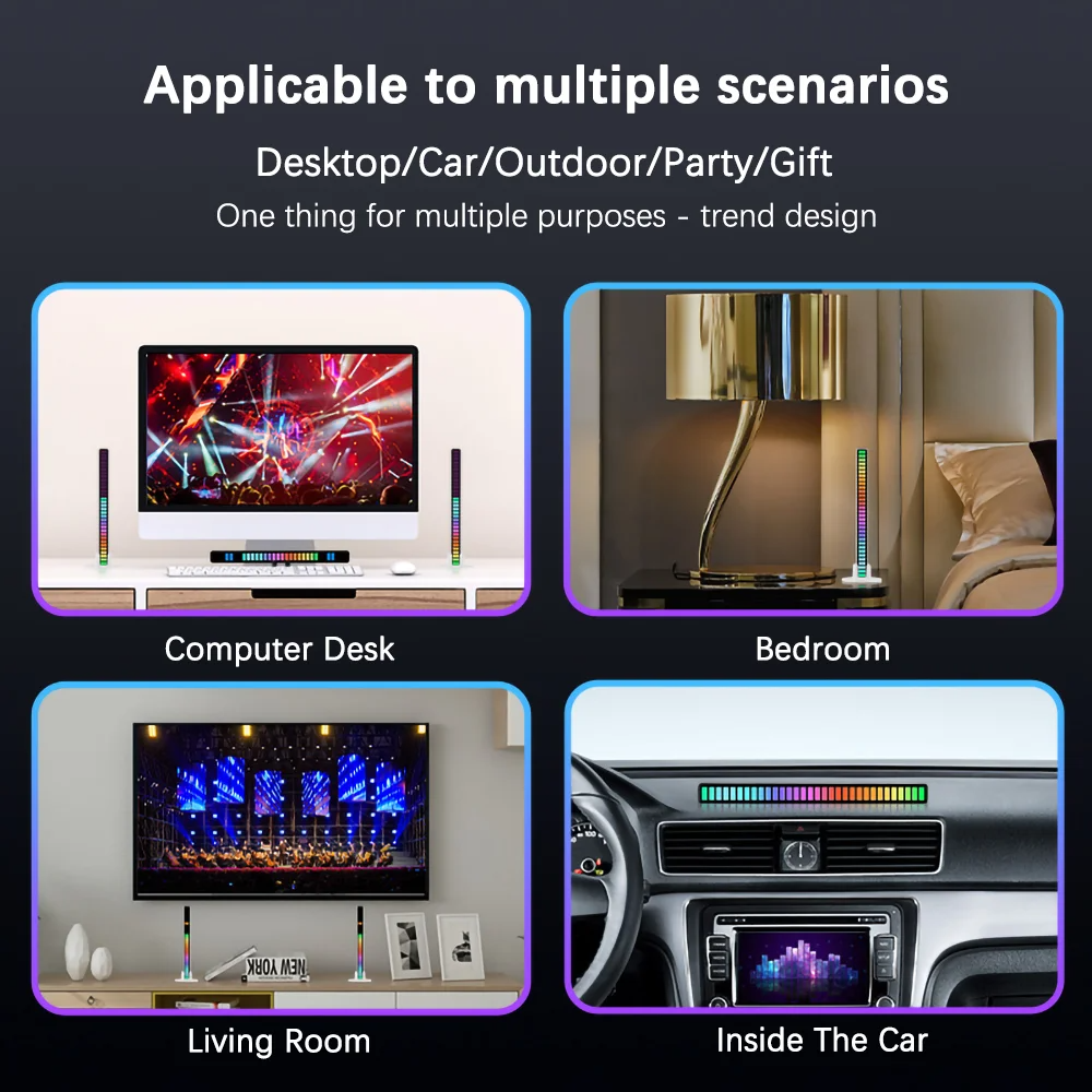 RGB Music Sound Control LED Light Smart App Control Pickup Rhythm Atmosphere light For Car Tv Gaming Computer Desktop Decor Lamp