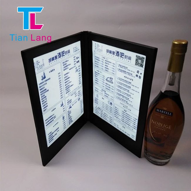 RICHSHINING Rechargeable Illuminated Lighting Double Side Leather LED Drinking a4 Led Light Menu Table Menu For KTV Night Club