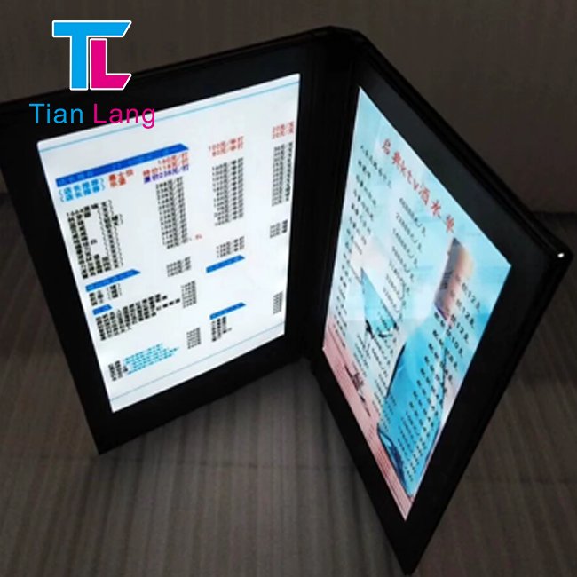 RICHSHINING Rechargeable Illuminated Lighting Double Side Leather LED Drinking a4 Led Light Menu Table Menu For KTV Night Club