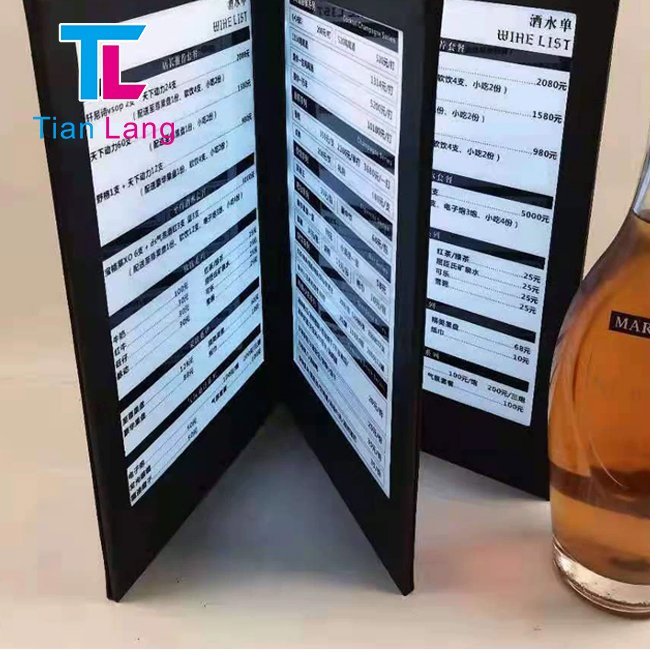 RICHSHINING Rechargeable Illuminated Lighting Double Side Leather LED Drinking a4 Led Light Menu Table Menu For KTV Night Club