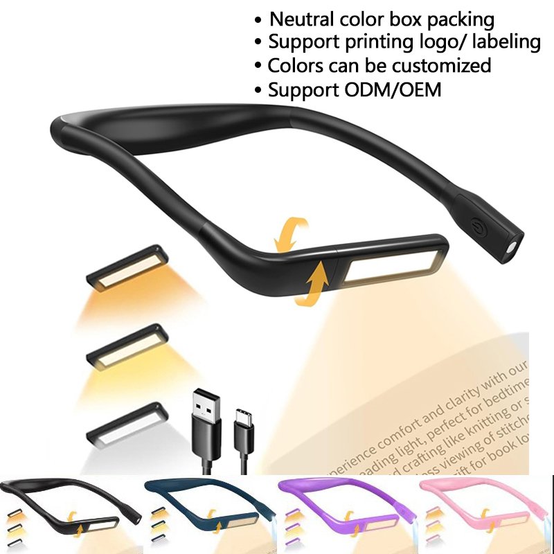 2024 Hot Wholesale Brigshtnes Adjustable Charging Flexible Eye Protection LED Neck Book Reading Light For Reading In Bed