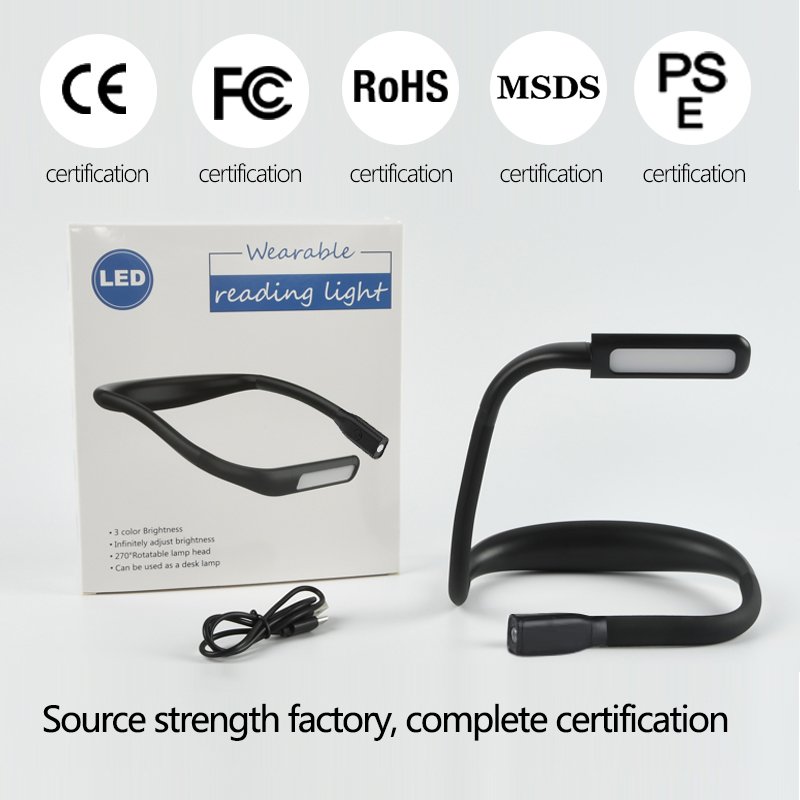 2024 Hot Wholesale Brigshtnes Adjustable Charging Flexible Eye Protection LED Neck Book Reading Light For Reading In Bed